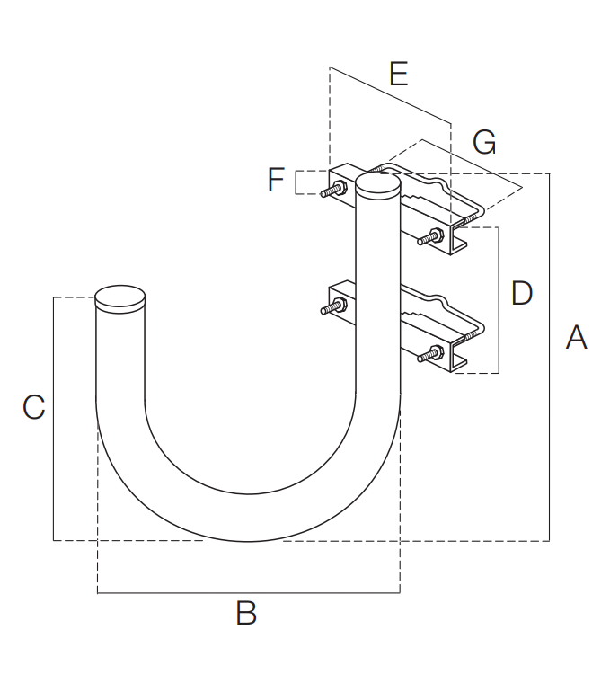 Supporto curvo per parabola Dina Fava 30x24x23cm - 2002PL 03