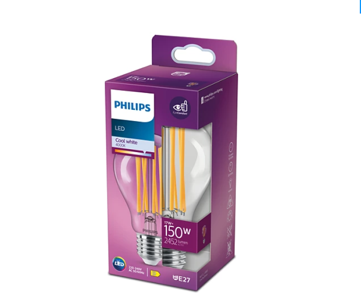 philips philips consumer lampadina a goccia filamento a67 17w 4000k e27 ledgoc150cwp - foto 2