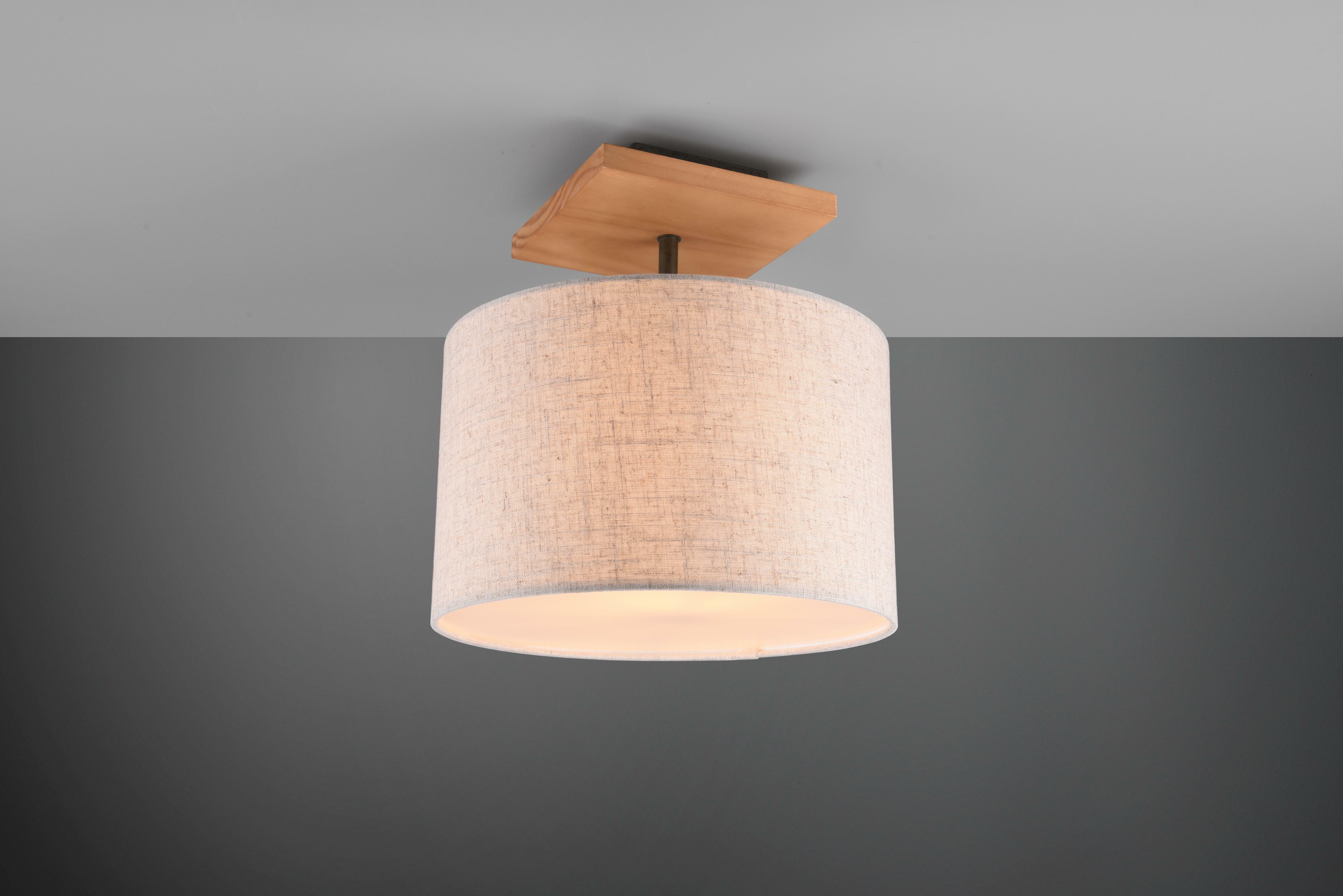 trio lighting elmau plafoniera legno con paralume sabbia 36cm e27 602100130 - foto 1