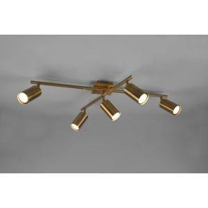 Marley plafoniera 2 barre orientabili 5 spots metallo ottone anticato lampadine escluse 612400504