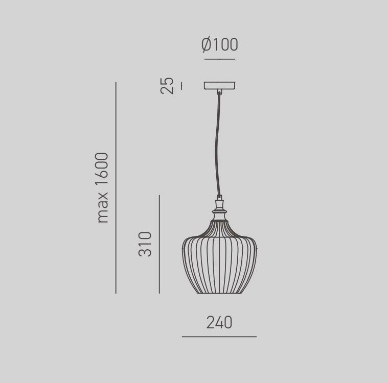 gea luce g.e.a.luce sospensione 1xe27 lampadina esclusa cleofe s/10 opale fclsb10 - foto 2