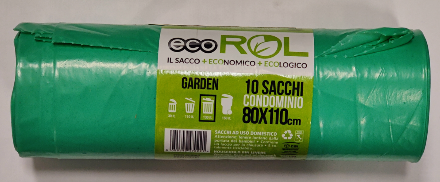 Sacchi pattumiera So.Di.Fer 80x110cm 130lt verde 10pz - 55515 01