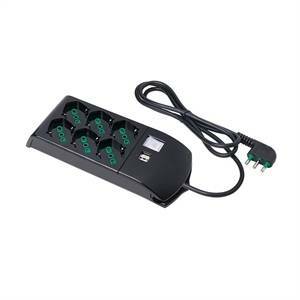 Multipresa 8 posti  fido 6 bipasso 2p+t 16a + 2 usb-a 3a cavo da 1.5m nero - 410351