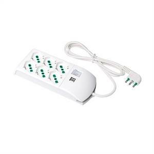 Multipresa 3+3 prese bipasso/tedesche 1,5m 3g1+interruttore+usb bi 410350