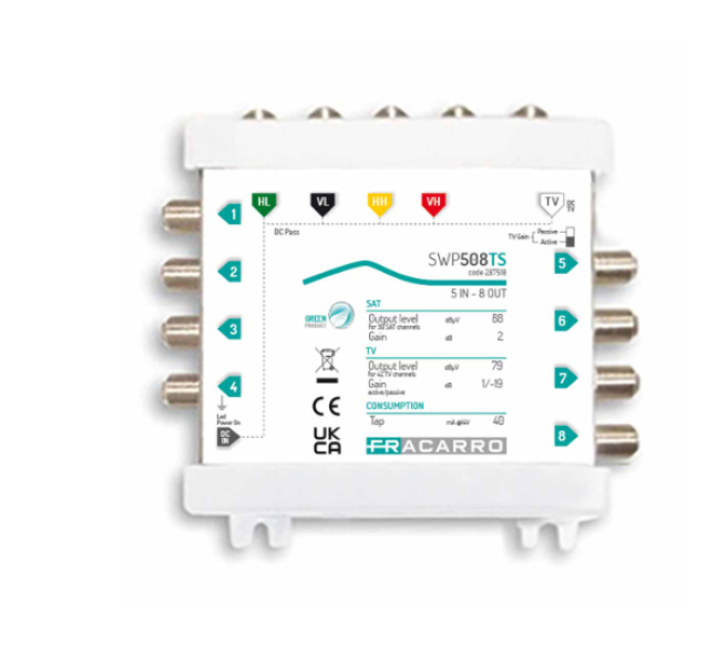 fracarro fracarro multiswitch compatto swp508ts 5in 8out tv 271042 287518 - foto 1