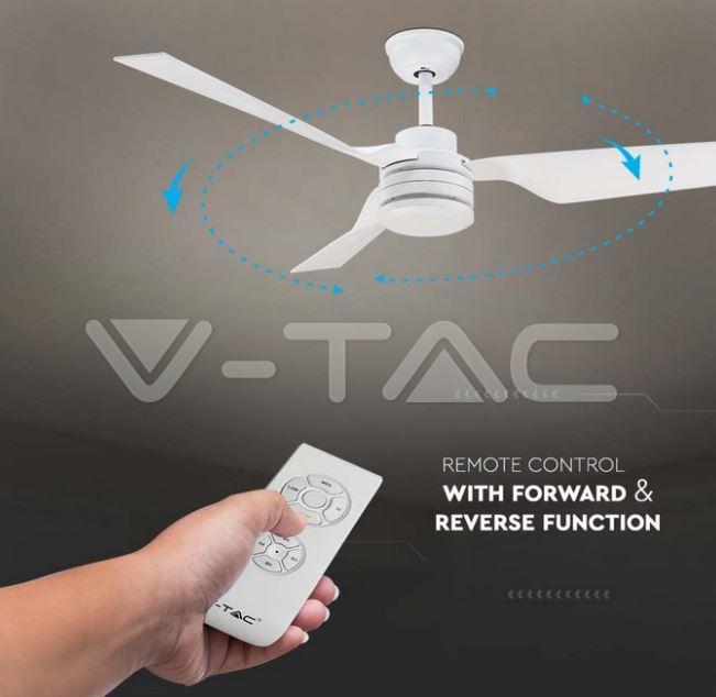 v-tac v-tac ventilatore a soffitto 3 velocita 65w telecomando bianco vt-6552-3 2866 - foto 2