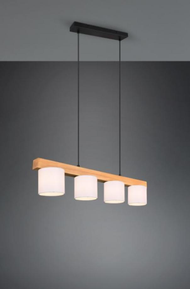 trio lighting sospensione trio lighting cameron r30654001 - legno naturale con paralumi bianchi - foto 1