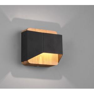 Lampade da parete led arino bi-emissione 4,3w 3000k ip20 legno naturale con fascia nero opaco 224810132