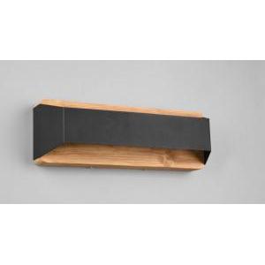 Lampada da parete led arino bi-emissione 13,5w 3000k ip20 legno naturale e fascia nero opaco 224819132