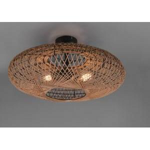 Plafoniera hedda in fibra sisal marrone con montatura nero opaco lampadine escluse 612300236