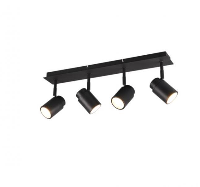 trio lighting trio lighting plafoniera angelo 4 luci orientabili lampadine escluse ip44 nero opaco 880400432 - foto 1