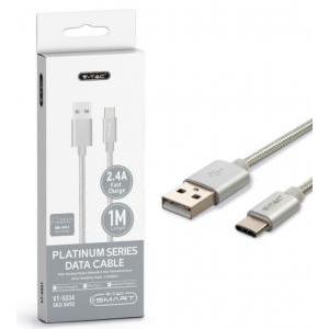 Cavo micro usb tipo c  8492 vt-5334-1 metro-colore argento