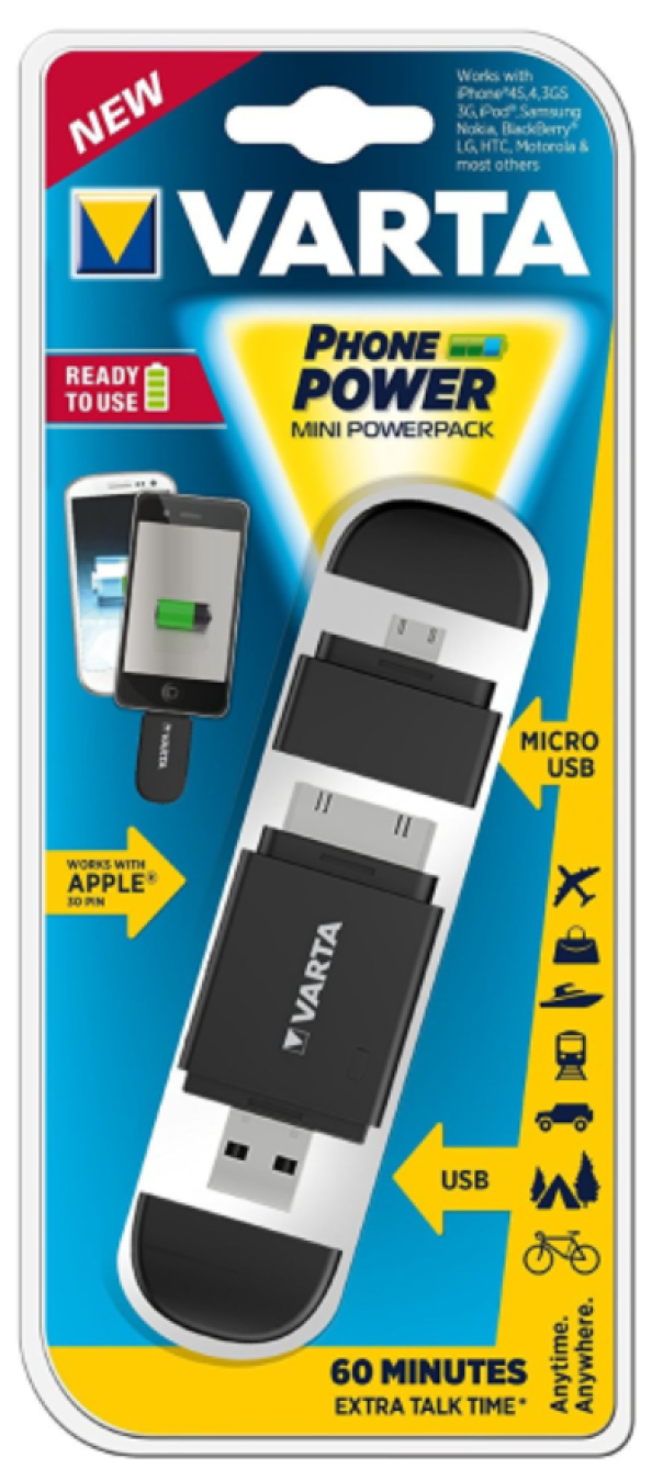 Mini caricabatterie Varta 400mAh 30x79x13,5mm nero - 57916101401 01