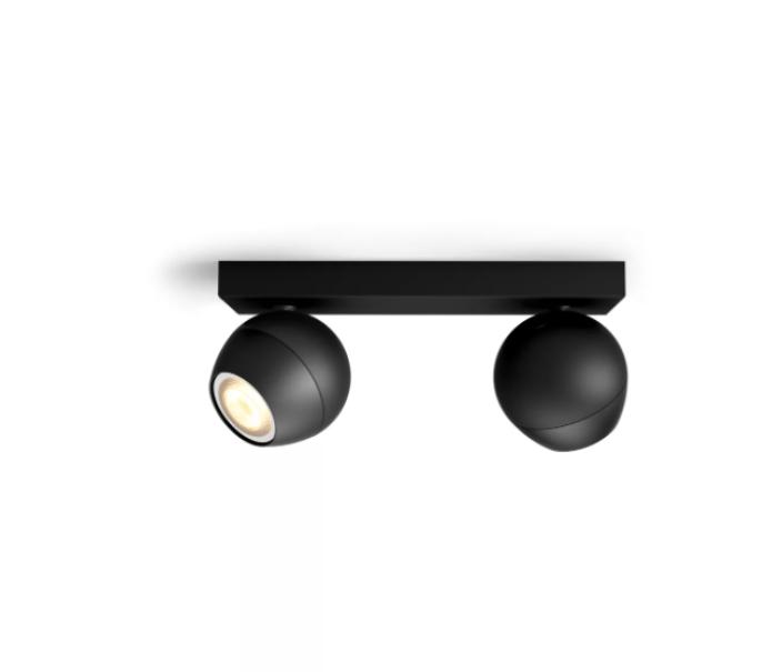 Faretto con 2 luci Philips Hue Buckram 2xGU10 2200-6500K White Ambiance nero - 33908800 01