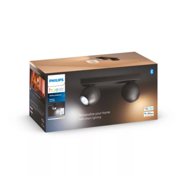 Faretto con 2 luci Philips Hue Buckram 2xGU10 2200-6500K White Ambiance nero - 33908800 04