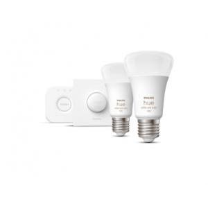 Starter kit hue white and color ambiance 2 lampadine 9w a60 e27 + bridge + smart button 929002468806 29139300