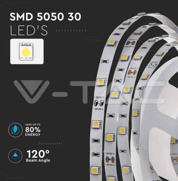 v-tac striscia led 5 metri v-tac 212133 vt-5050-ip20 6500k 12v - foto 4