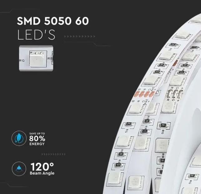 v-tac striscia led 5 metri 212431 v-tac 212431 vt-5050-24v ip20 3000k 10w/m - foto 3