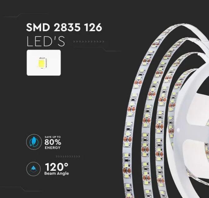 v-tac striscia led 5 metri v-tac 212594 vt-2835-24v 4000k ip20 8w/m - foto 2