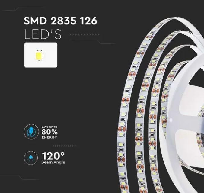 v-tac striscia led 5 metri v-tac 212595 vt-2835-24v 6500k ip20 8w/m - foto 2