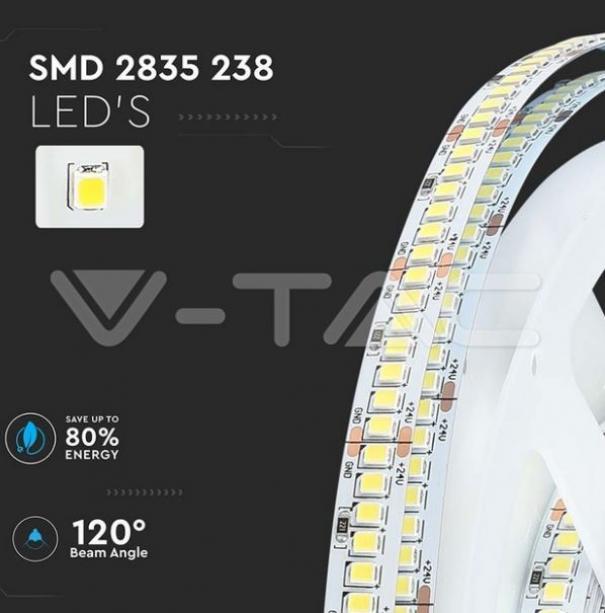 v-tac striscia led v-tac 212601 vt-2835 238- 24v 6400k ip20-5 metri - foto 5