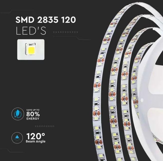 v-tac striscia led 5 metri v-tac 212622 vt-2835-24v 3000k ip20 - foto 3