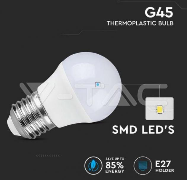 v-tac lampadina led g45 v-tac 21867 vt-290-chip samsung-e27 6,5w 4000k - foto 2