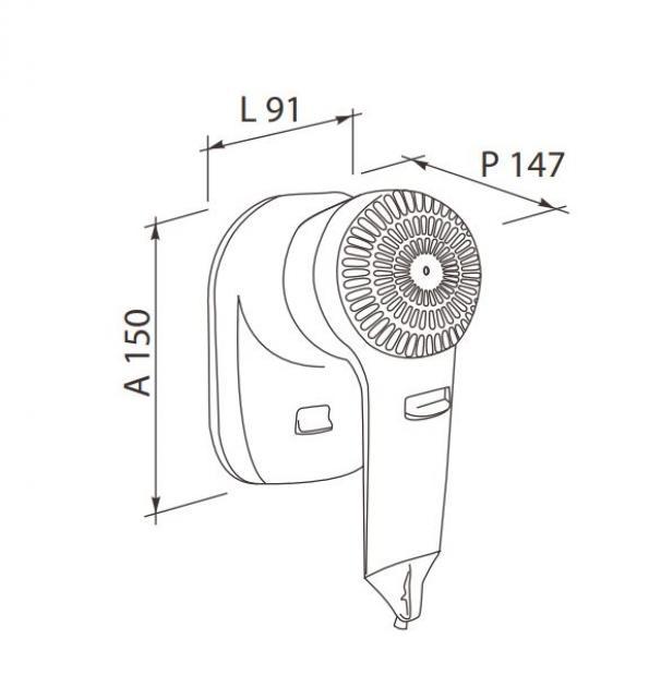 vama elettrotermo meccanica phon da parete vama viento-1 -1200w 2 velocità- bianco - foto 2