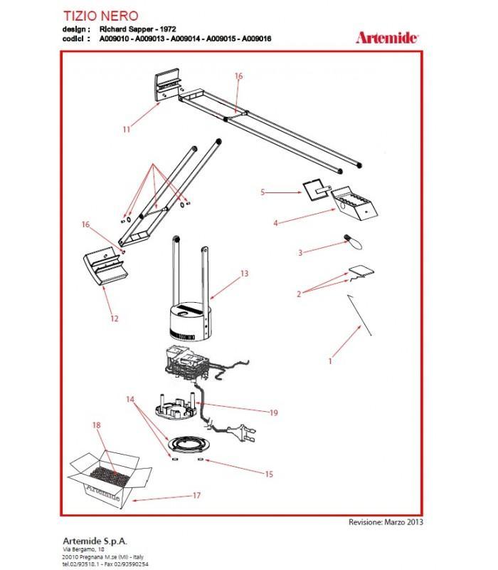 Astina distanziatrice Artemide ricambio per lampada Tizio - R305012 02