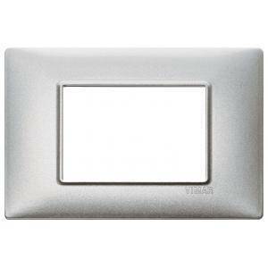 Plana placca 3 moduli  metallo colore  argento metallizzato 14653.71