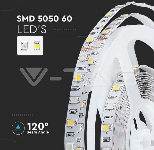 v-tac striscia led rgb v-tac 212552 vt-5050 - 8w 4000k 12v-5 metri - foto 5