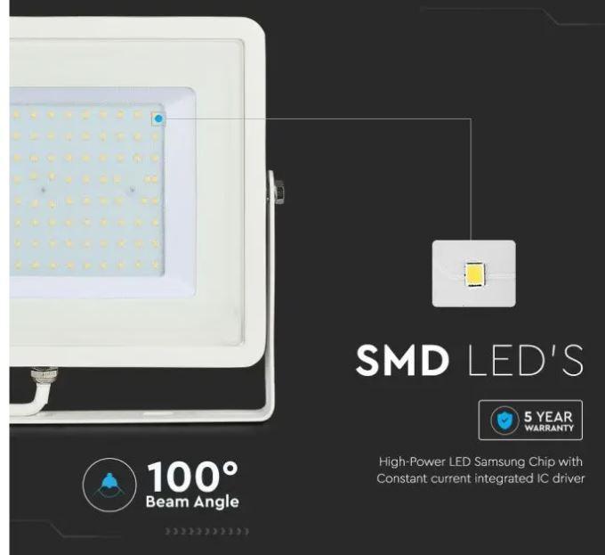 v-tac proiettore led v-tac 21416 vt-100-w-n -  chip samsung-100w 4000k ip65 - foto 4