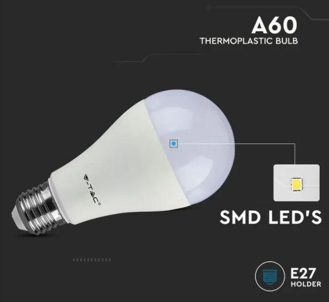 v-tac lampadina led a60 v-tac 217242 vt-1900-n - e27 8,5w 6500k-3pezzi - foto 2