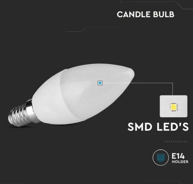 v-tac lampadina led a candela v-tac 217263 vt-2076-n -e14 4,5w 3000k-3pezzi - foto 2