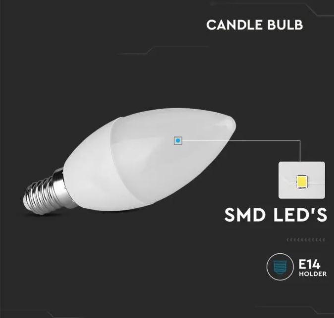 v-tac lampadina led a candela v-tac 217264 vt-2076-n -e14 4,5w 4000k-3pezzi - foto 2