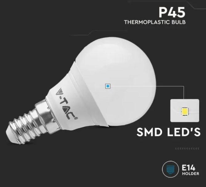 v-tac lampadina led p45 v-tac 217357 vt-2156-n -e14 4,5w 3000k-3pezzi - foto 2