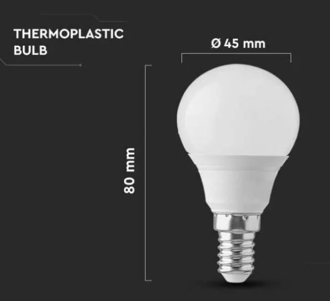 v-tac lampadina led p45 v-tac 2142521 vt-1880-n - e14 4,5w 6500k - foto 3