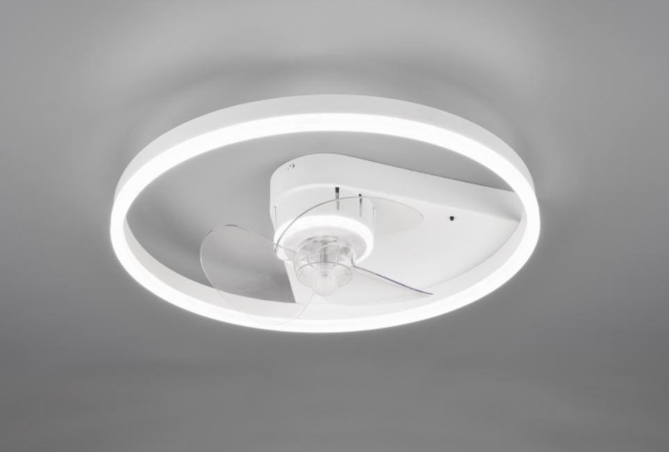 trio lighting borgholm plafoniera led bianco opaco con ventilatore e telecomando multifunzione r67083131 - foto 1