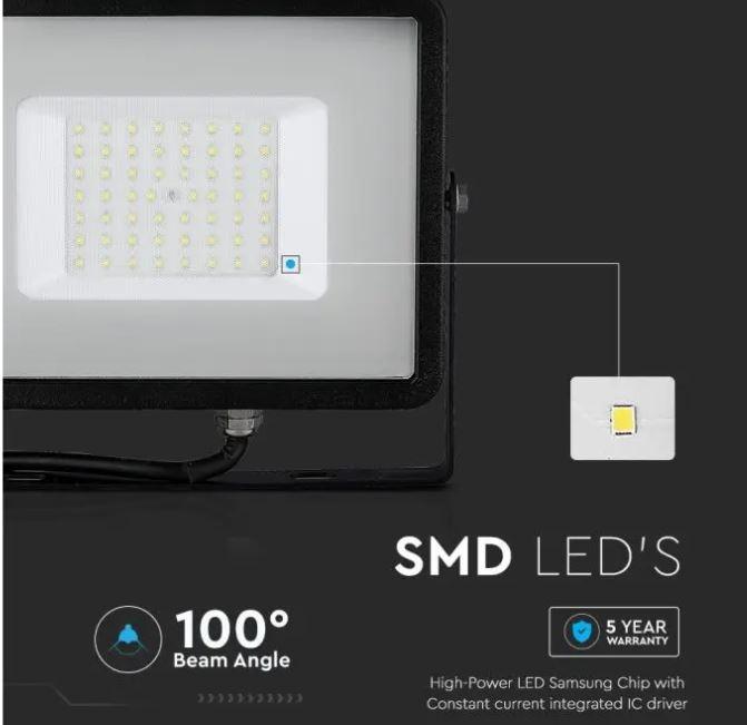 v-tac proiettore led v-tac 21407 vt-50-b-n-  chip samsung-50w 4000k ip65 - foto 4