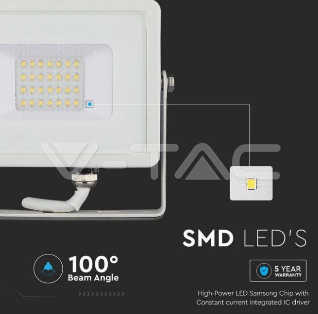 v-tac proiettore led v-tac 21442 vt-20 -chip samsung-20w 3000k ip65 - foto 4