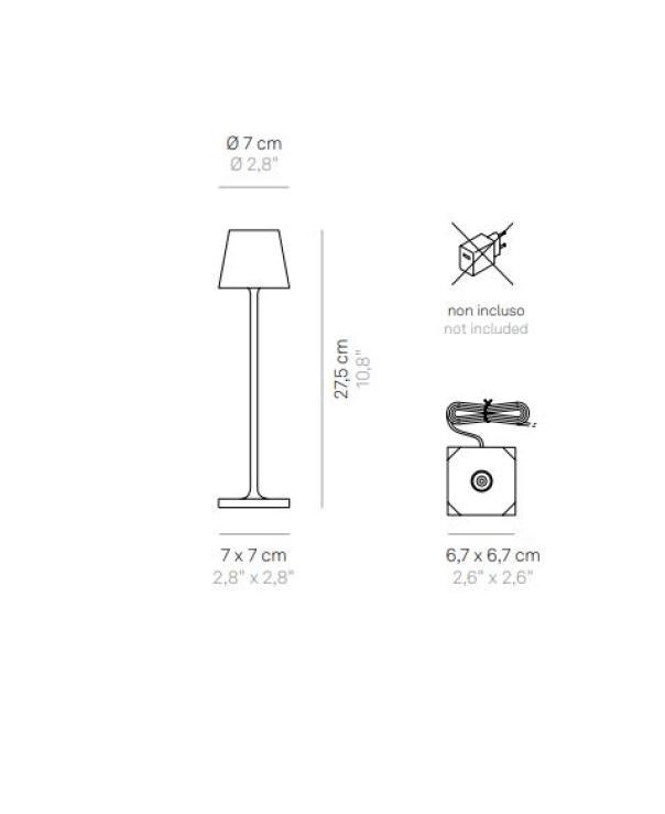 Lampada a led Poldina Zafferano Pro Micro-ricaricabile-bianco- LD0490B3 02