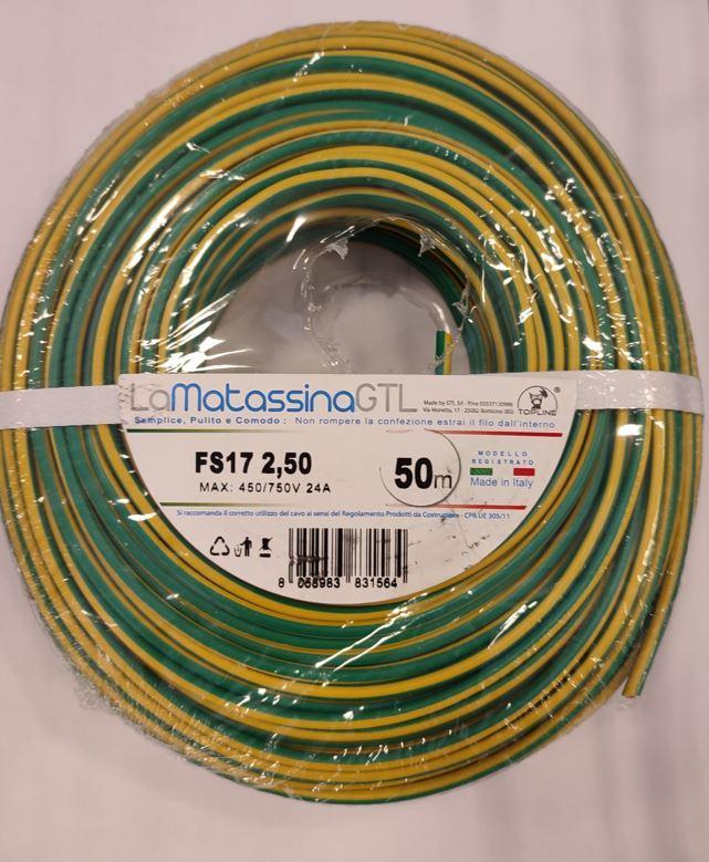 Cavo unipolare FS17 Go-At Topline MFS172,5GV50-2,5mmq-50 metri- giallo verde 01