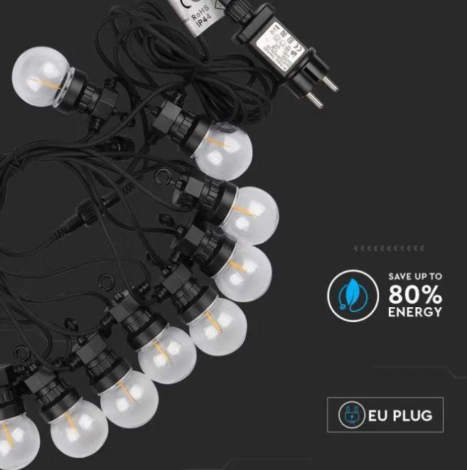 v-tac catenaria led v-tac 212728 vt-71510-n - 10 lampadine 0,4w 3000k 5 metri - foto 3