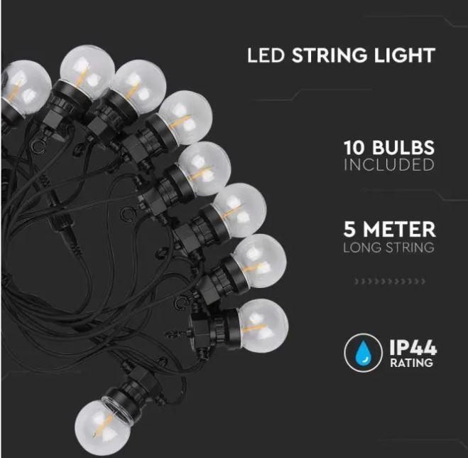 v-tac catenaria led v-tac 212728 vt-71510-n - 10 lampadine 0,4w 3000k 5 metri - foto 4