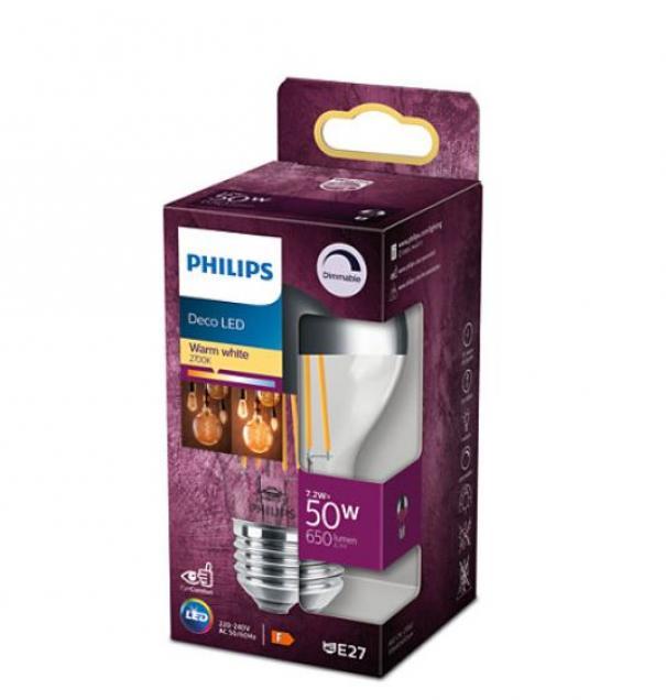 Lampadina led goccia Philips attacco E27 7.2W 2700K - LEDFIL48CMDP 02