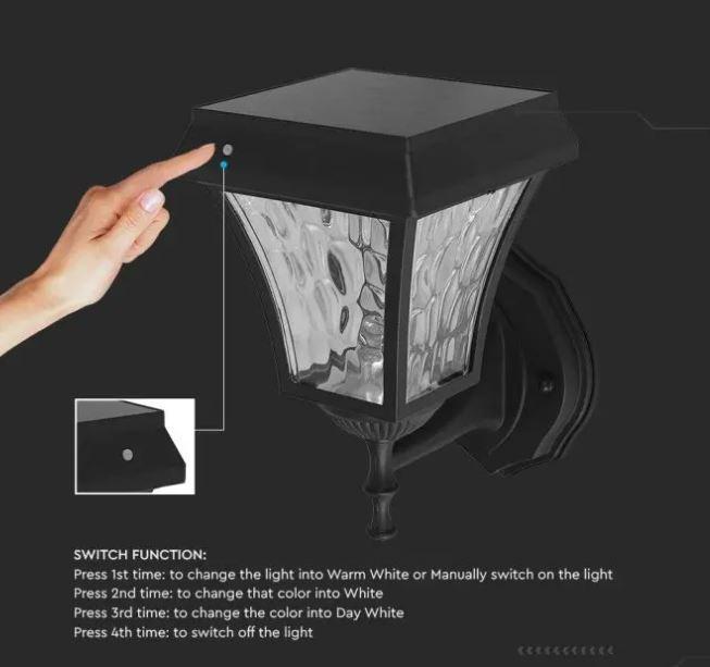 v-tac lampada da parete solare led v-tac 2893 vt-983- 3000k+6000k 2w ip65 - foto 2