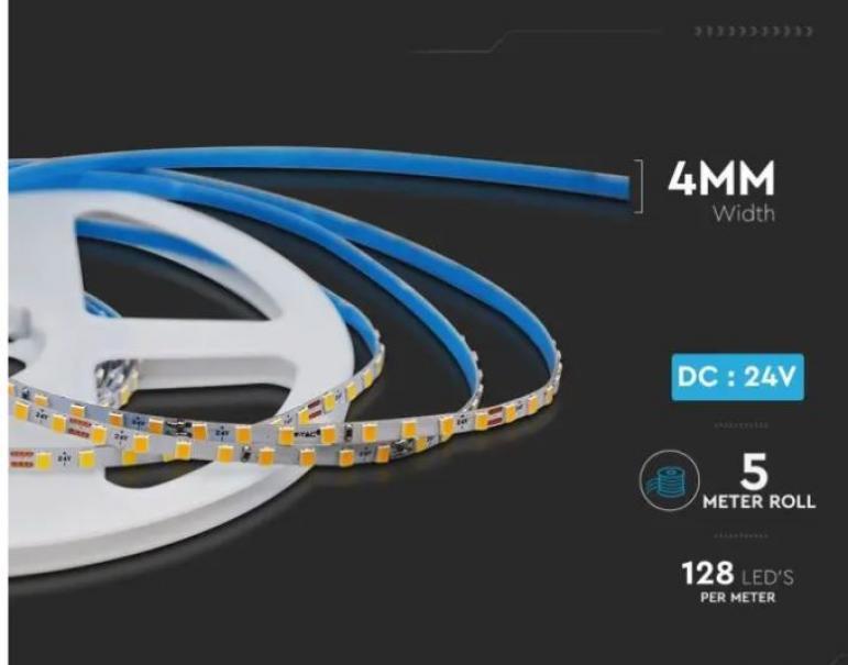 v-tac striscia led 24v v-tac 2906 vt-2835 128 -3000k 10w/m ip20 - foto 2
