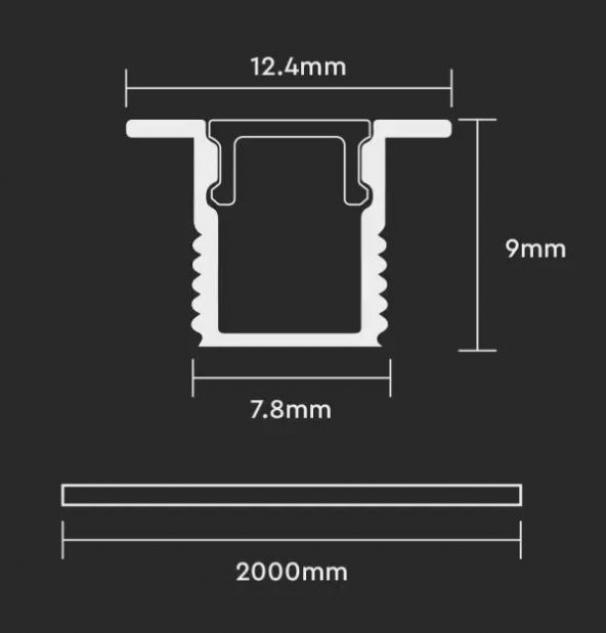 v-tac profilo alluminio per strisce led da incasso v-tac 2904 vt-8137- 2metri - foto 2