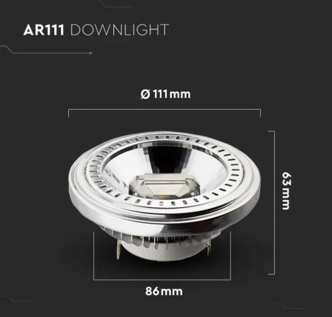 Lampadina led AR111 V-tac vt-1110 G53 12W 3000K 12V 214084 04