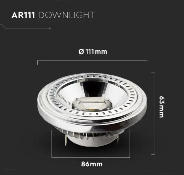 v-tac lampadine led ar111 v-tac 214256 vt-1110-40-n -12w 4000k 12v gx53 - foto 2